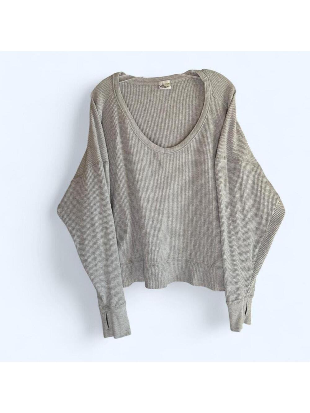 Aerie Offline grey waffle knit long sleeve top Size M